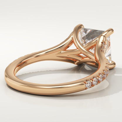 Princess Cut Pave Split Shank Lab-Grown Diamond Engagement Ring