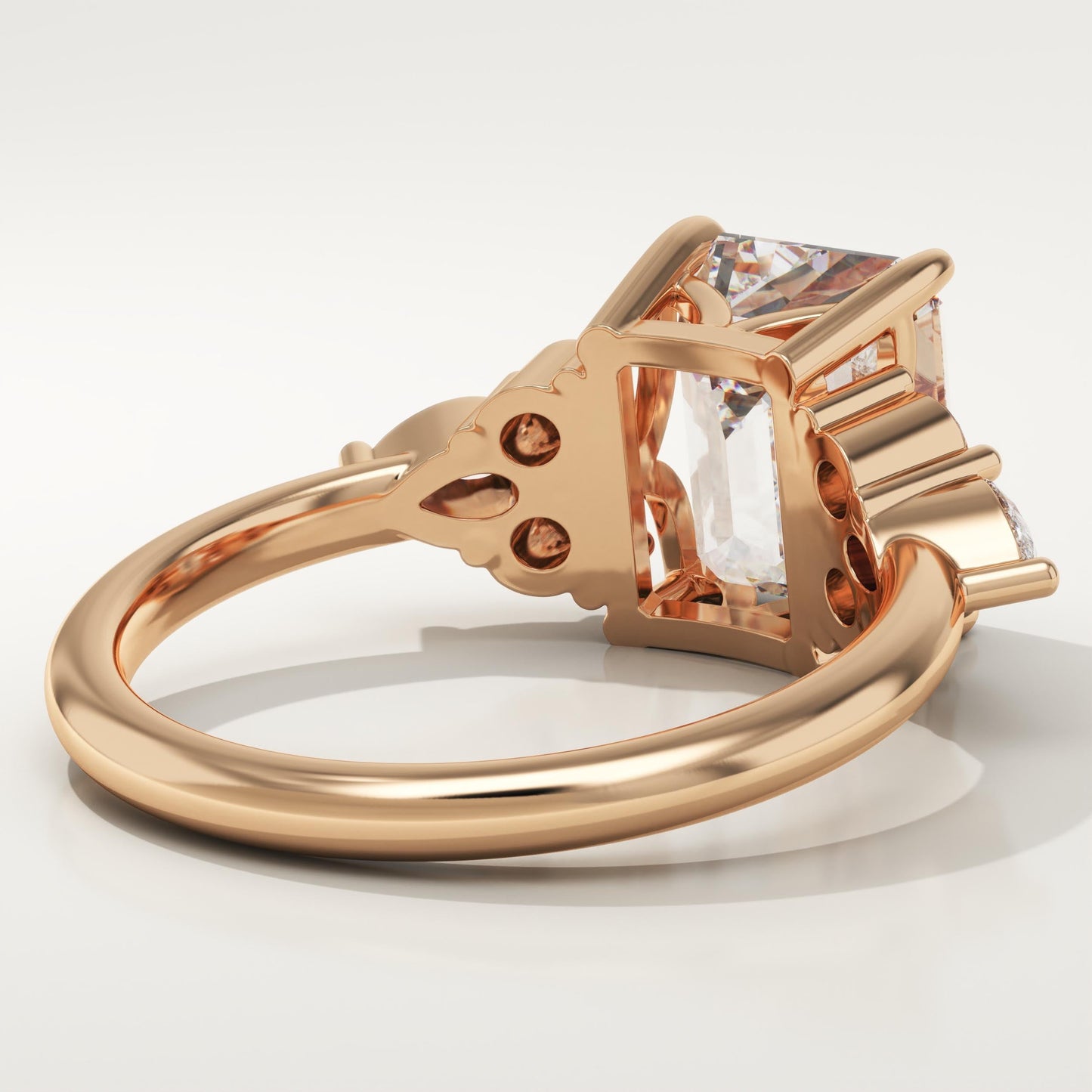 Emerald Cut Cluster Lab-Grown Diamond Engagement Ring