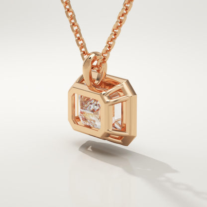 2 CT East West Emerald Lab-Grown Diamond Solitaire & Bezel Necklace