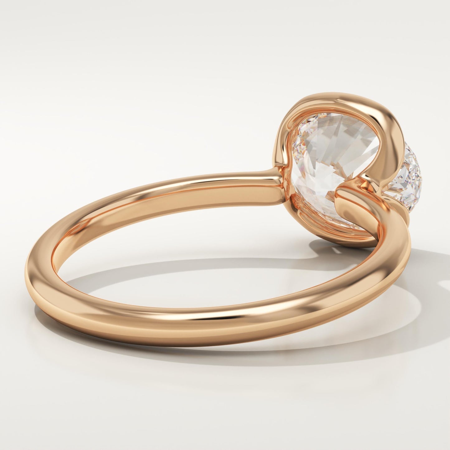 East West Oval Cut Half Bezel Lab-Grown Diamond Engagement Ring