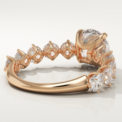 Round Cut Pave Lab-Grown Diamond Engagement Ring