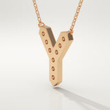0.23 TCW Round Lab-Grown Diamond Y Initial Necklace