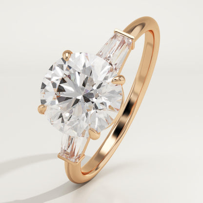 2 CT Round Cut Three Stone Moissanite Engagement Ring