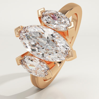 Marquise Cut Three Stone Lab-Grown Diamond Engagement Ring