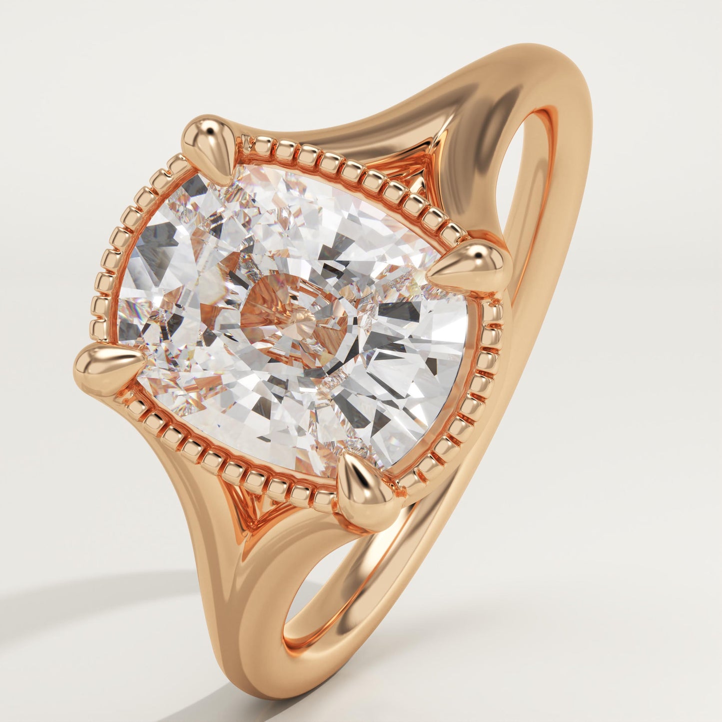 Elongated Cushion Cut Split Shank Lab-Grown Diamond Engagement Ring