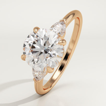 2 CT Round Cut Three Stone Moissanite Engagement Ring