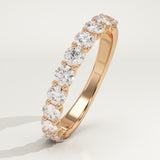 1.1 TCW Round Cut Lab-Grown Diamond Half Eternity Wedding Band