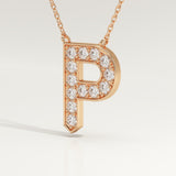 0.39 TCW Round Lab-Grown Diamond P Initial Necklace