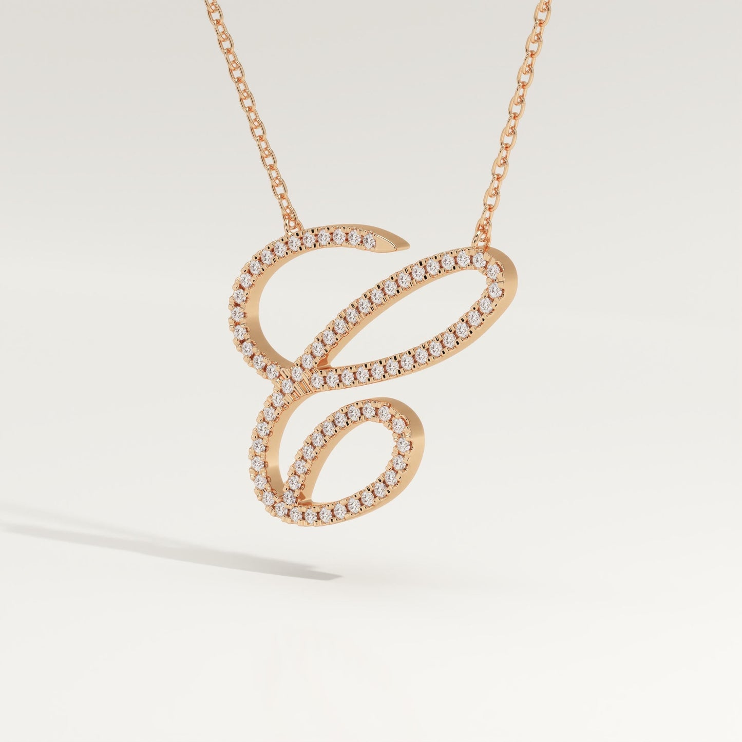 0.144 TCW Round Lab-Grown Diamond C Initial Necklace