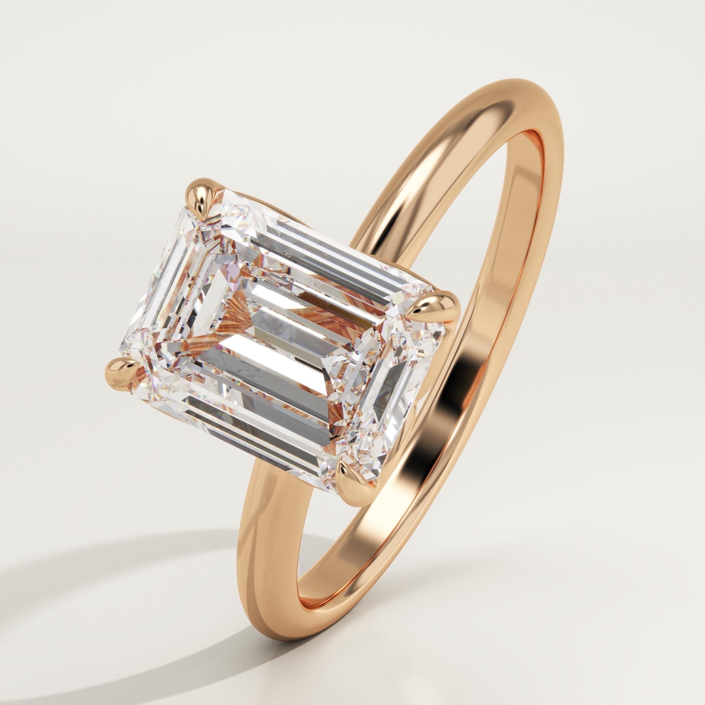 Emerald Cut Solitaire Lab-Grown Diamond Engagement Ring