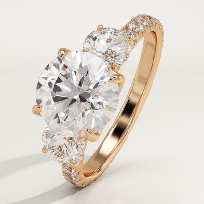 2 CT Round Cut Three Stone Moissanite Engagement Ring