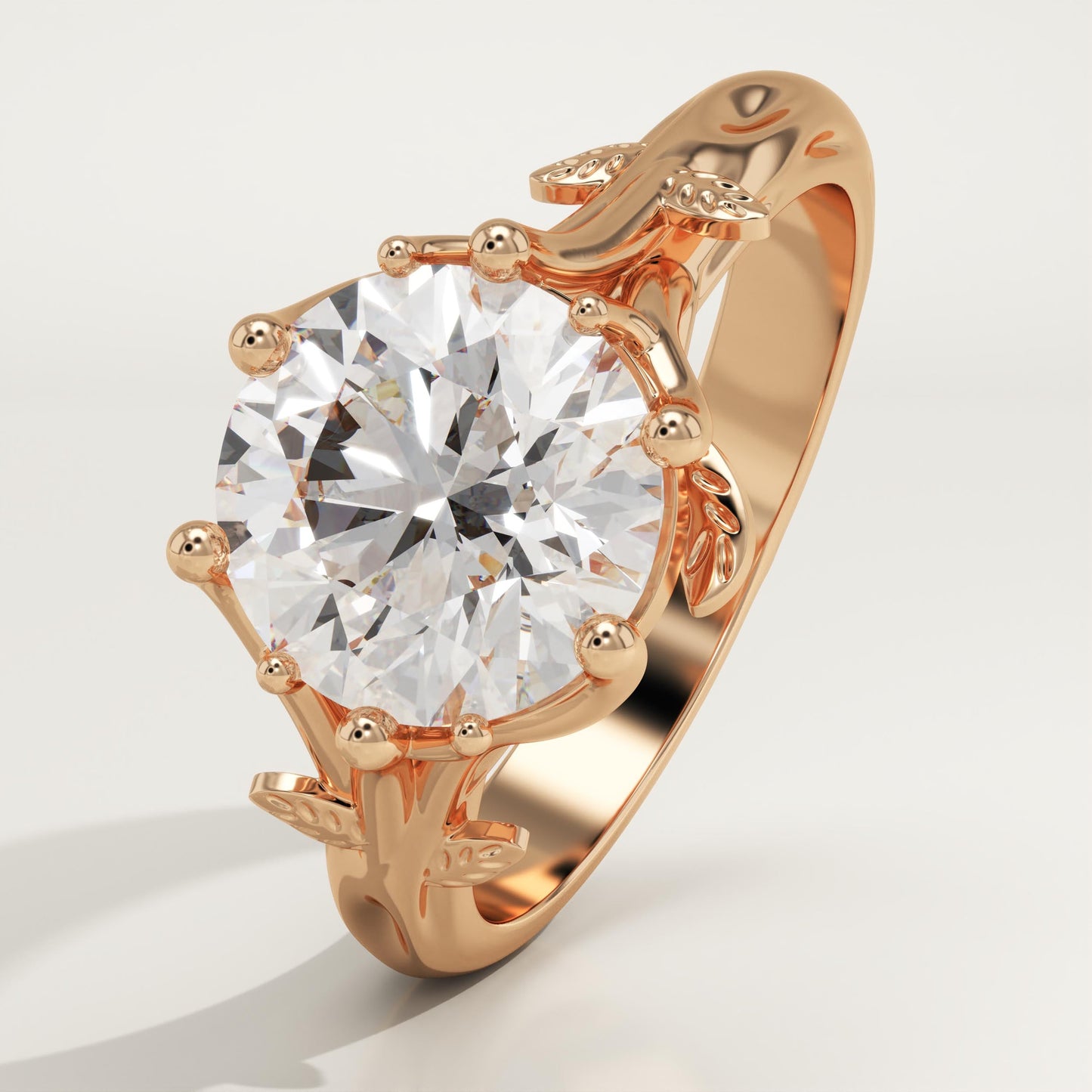 Round Cut Nature Inspired Lab-Grown Diamond Engagement Ring