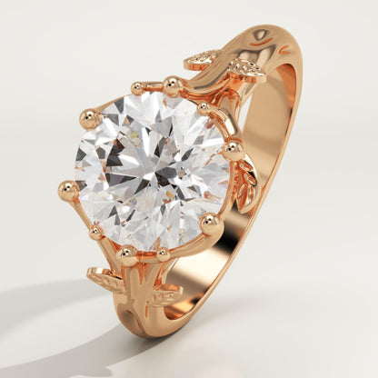Round Cut Nature Inspired Lab-Grown Diamond Engagement Ring