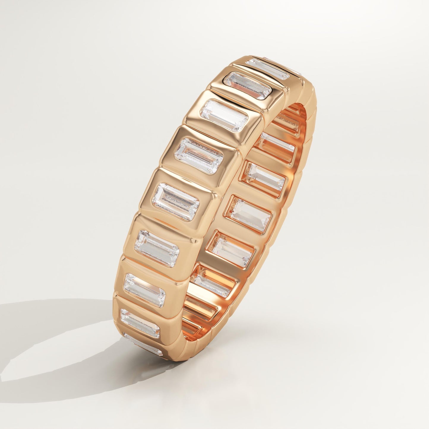 0.8 TCW Baguette Lab-Grown Diamond Full Eternity Bezel Wedding Band
