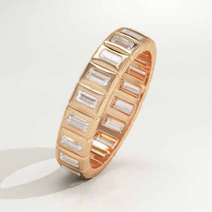 0.8 TCW Baguette Lab-Grown Diamond Full Eternity Bezel Wedding Band