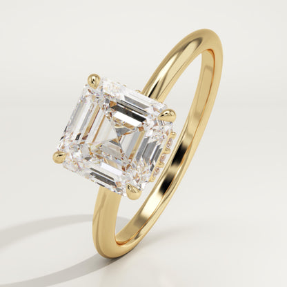 1.75 CT Asscher Cut Hidden Halo Moissanite Engagement Ring