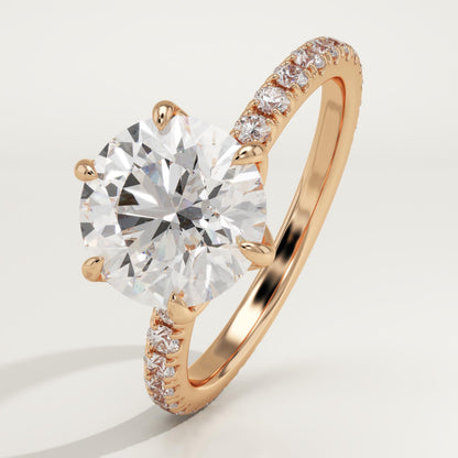Round Cut Pave Lab-Grown Diamond Engagement Ring