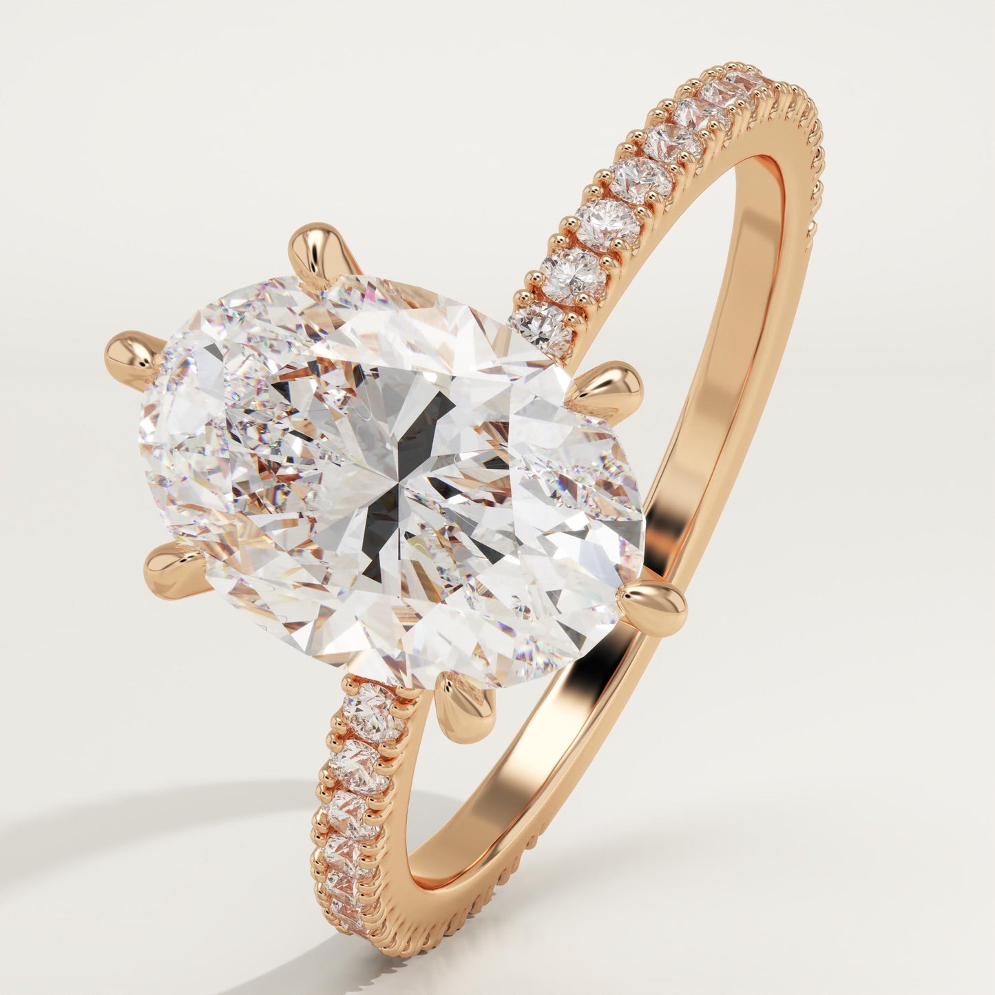 Oval Cut Pave Lab-Grown Diamond Engagement Ring