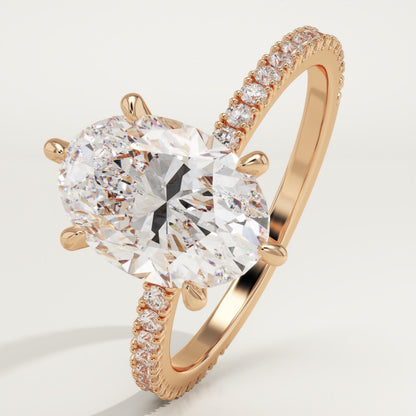 Oval Cut Pave Lab-Grown Diamond Engagement Ring