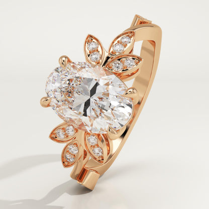 Oval Cut Nature Inspired Lab-Grown Diamond Engagement Ring