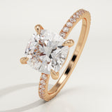 2.0 CT Cushion Cut Pave Lab-Grown Diamond Engagement Ring