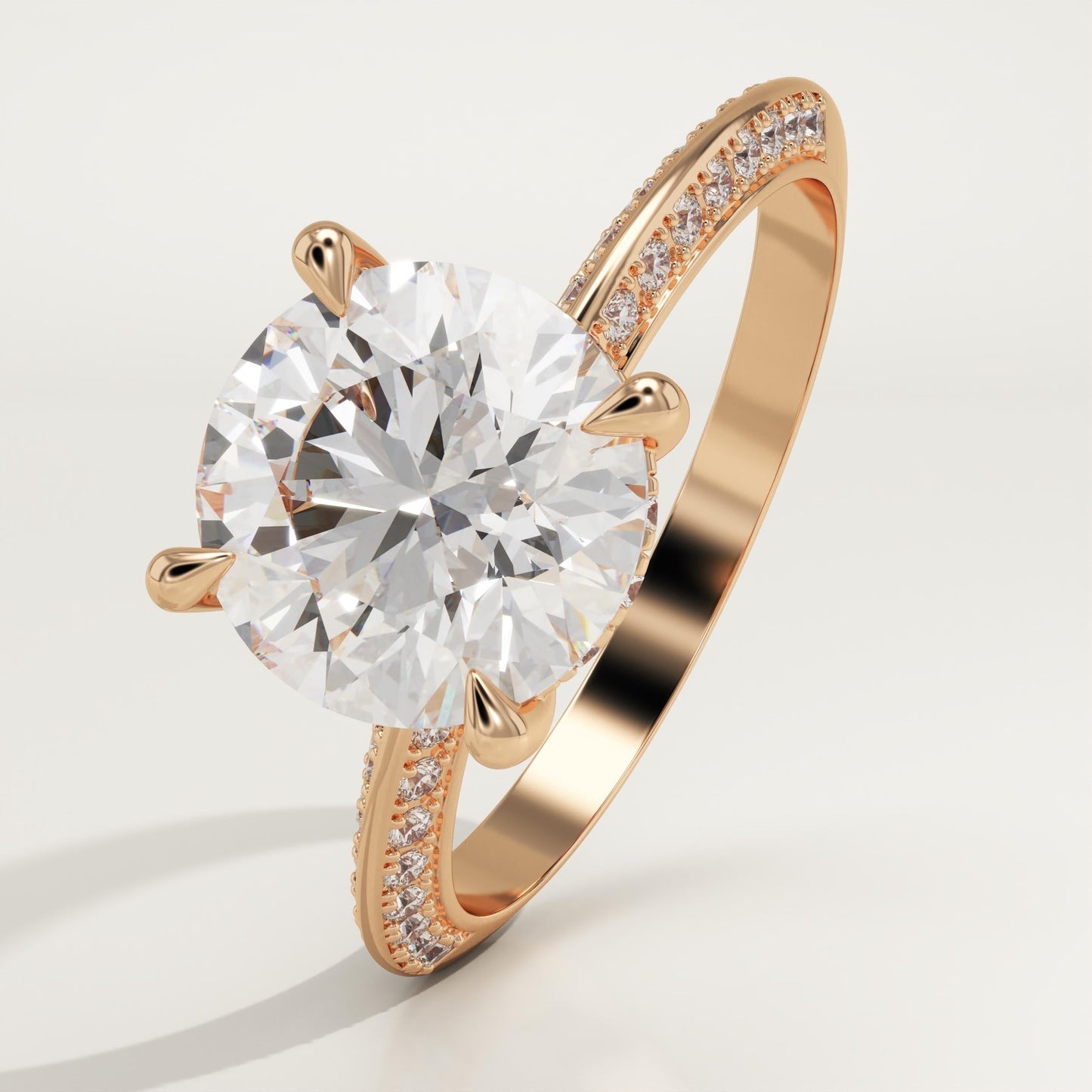 Round Cut Hidden Halo & Pave Lab-Grown Diamond Engagement Ring