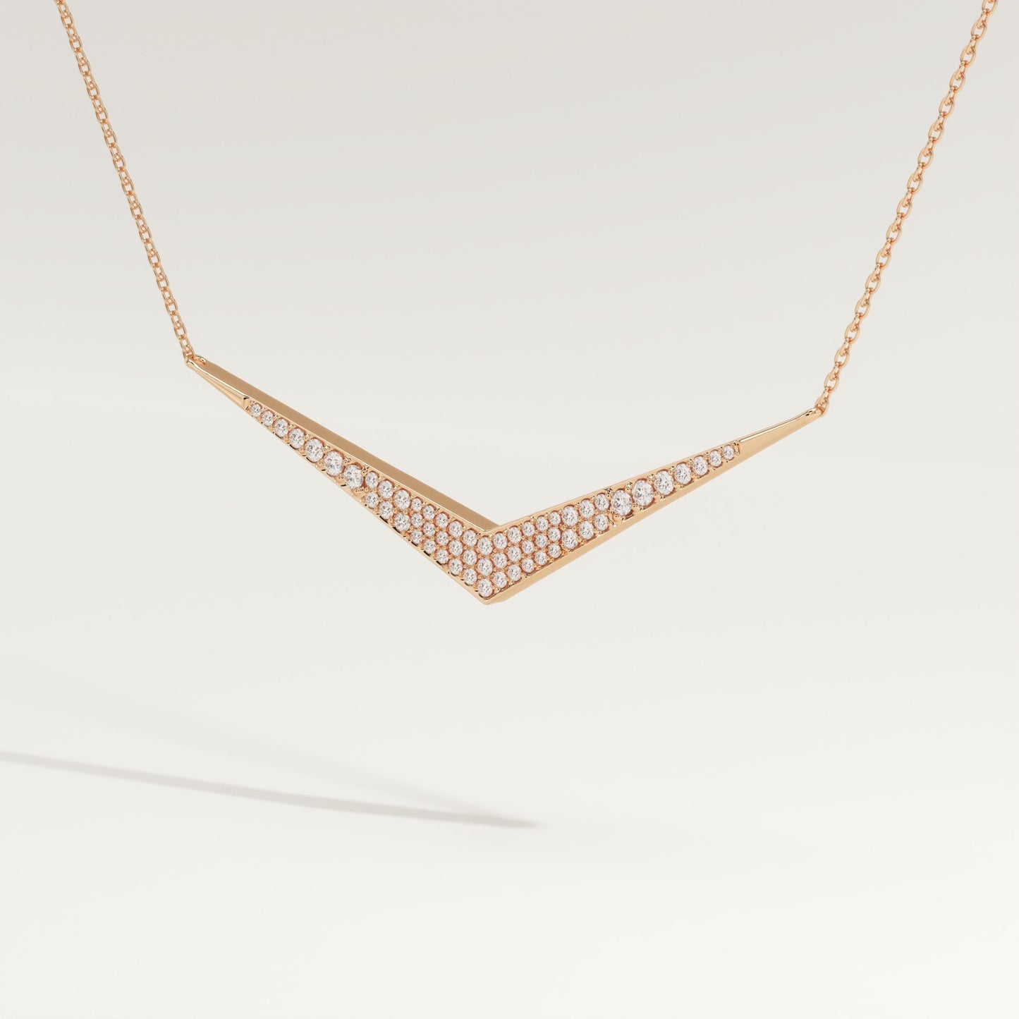 0.272 TCW Round Lab-Grown Diamond V Elongated Shaped Necklace