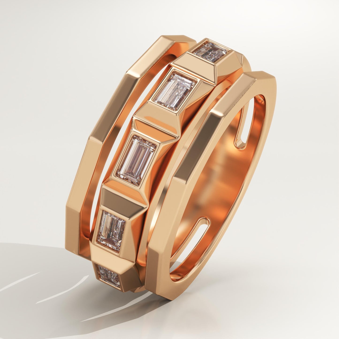 0.67 TCW Baguette Lab-Grown Diamond Five Stone Wedding Band For Men