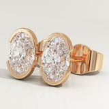 1 TCW Oval Half Bezel Lab-Grown Diamond Stud Earrings