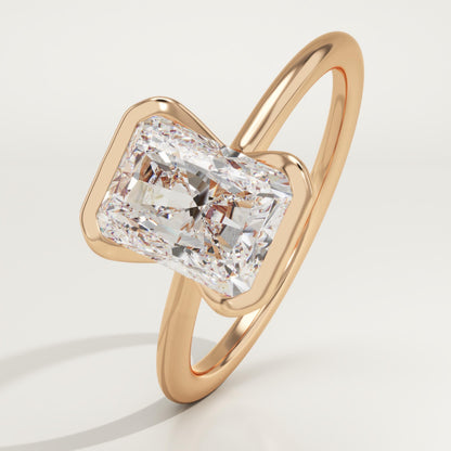 2 CT Radiant Cut Half Bezel Moissanite Engagement Ring