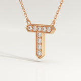 0.17 TCW Round Lab-Grown Diamond T Initial Necklace