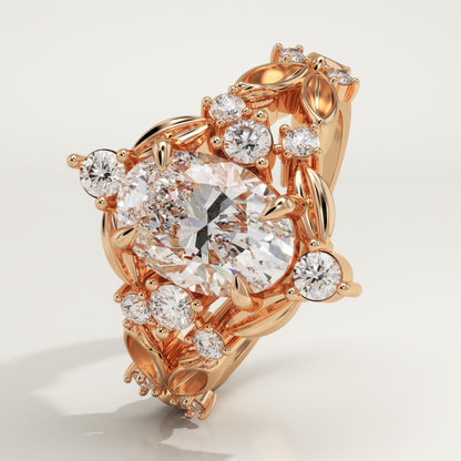 Oval Cut Nature Inspired Lab-Grown Diamond Engagement Ring