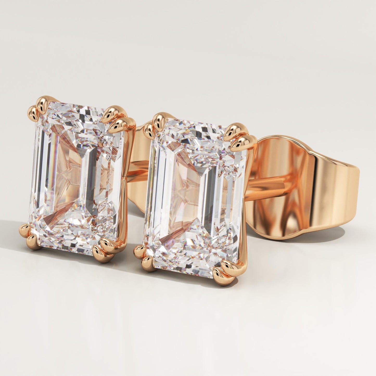 1 TCW Emerald Lab-Grown Diamond Stud Earrings