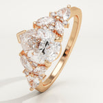 2.0 CT Pear Cut Cluster Lab-Grown Diamond Engagement Ring
