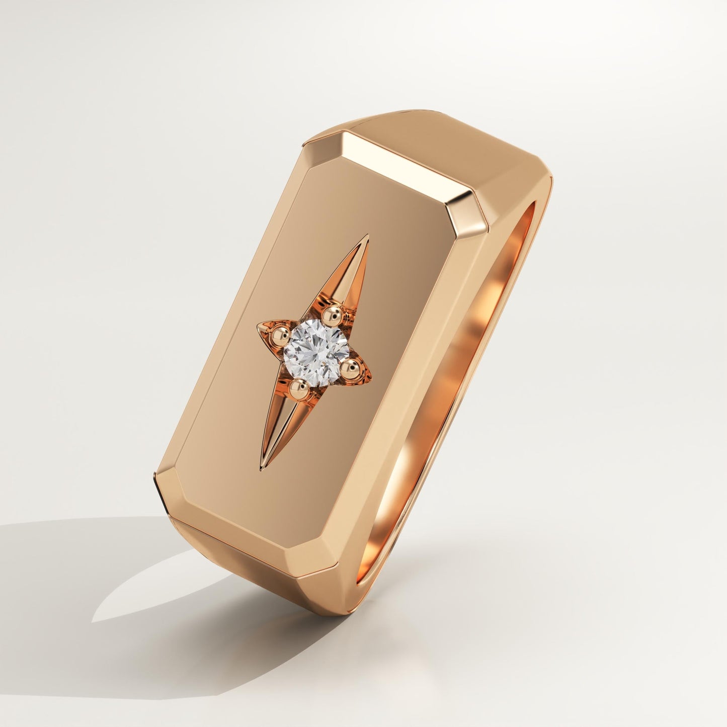 0.06 CT Round Lab-Grown Diamond Signet Wedding Band For Men