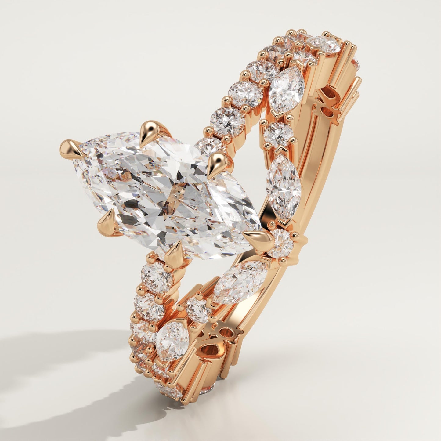 Marquise Cut Pave Lab-Grown Diamond Bridal Set