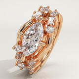 1.08 CT Marquise Cut Solitaire Lab-Grown Diamond Bridal Set