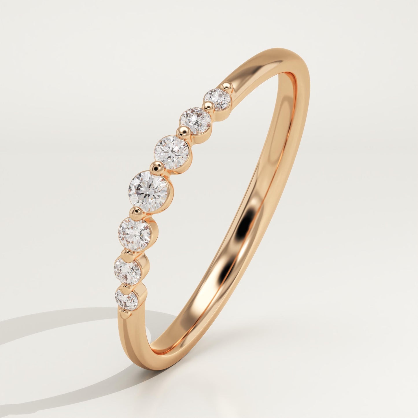 0.108 TCW Round Lab-Grown Diamond Curved Wedding Band