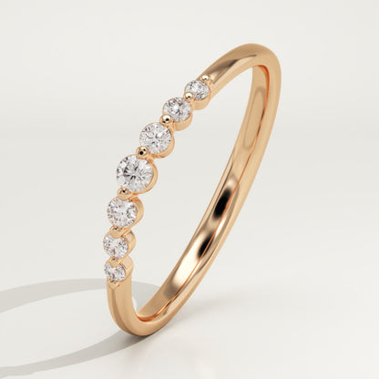 0.108 TCW Round Lab-Grown Diamond Curved Wedding Band
