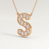 0.77 TCW Round Lab-Grown Diamond S Initial Necklace