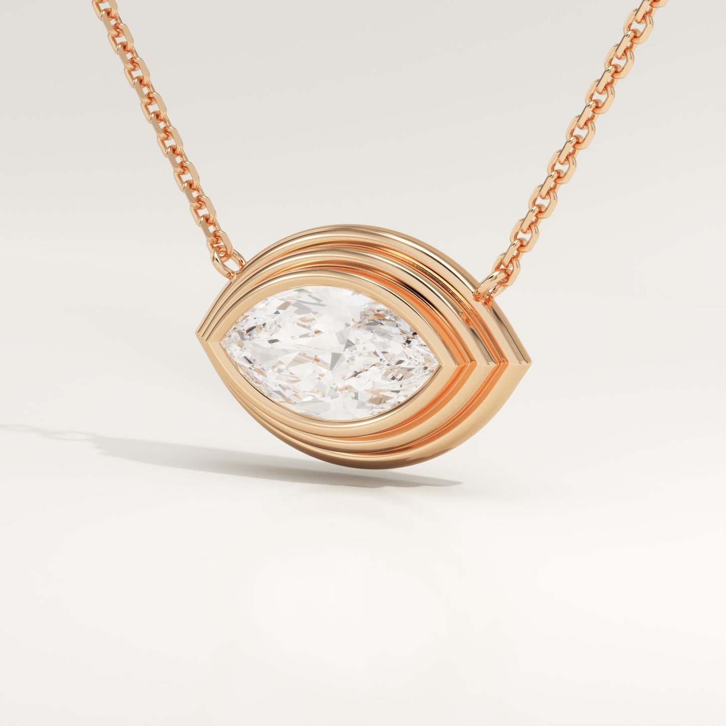 2 CT Marquise Lab-Grown Diamond Solitaire & Bezel Necklace