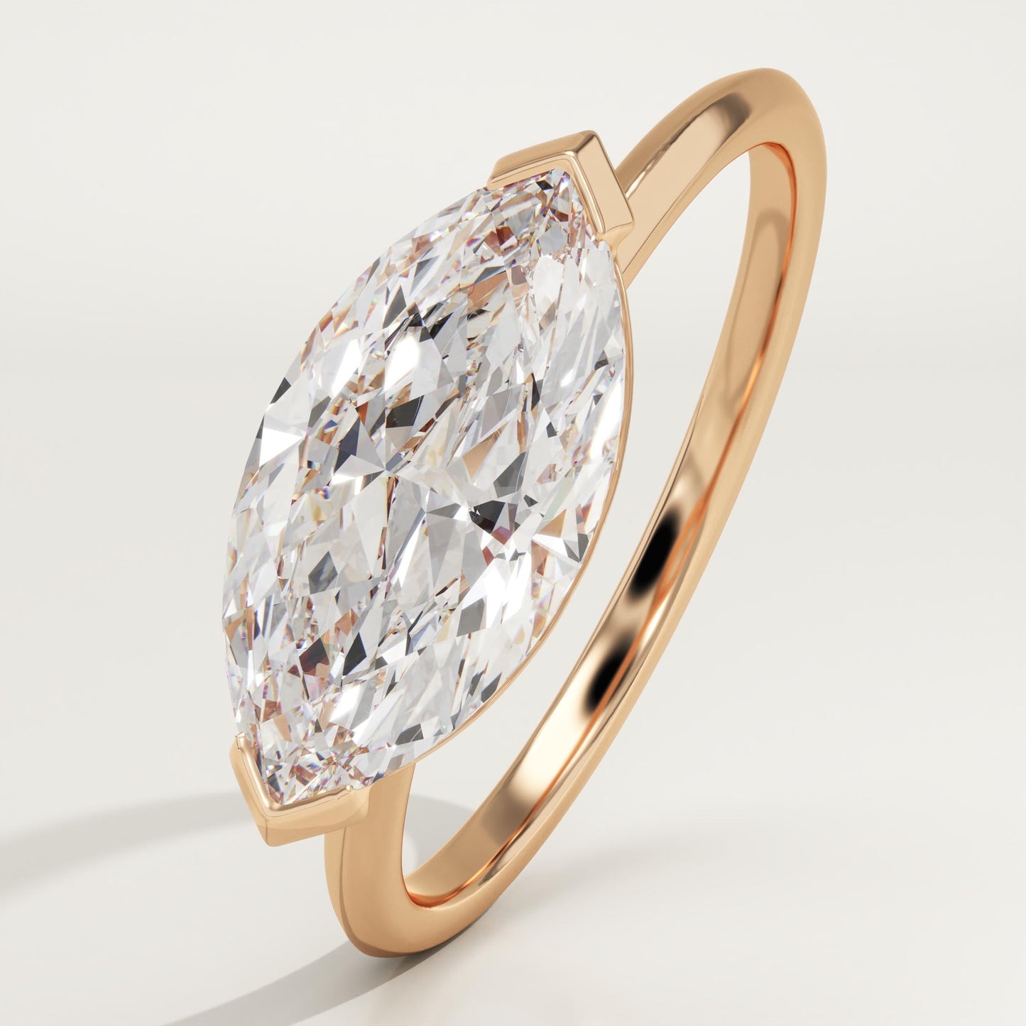 1.75 CT East West Marquise Cut Solitaire Moissanite Engagement Ring