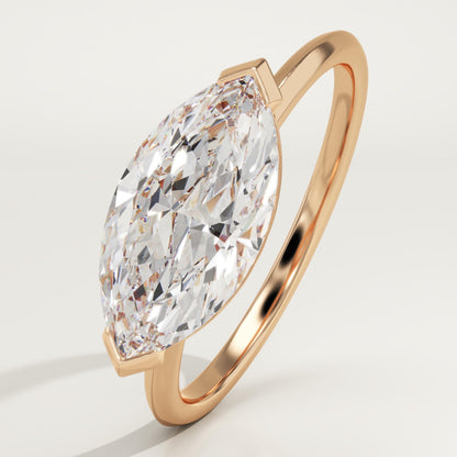 1.75 CT East West Marquise Cut Solitaire Moissanite Engagement Ring