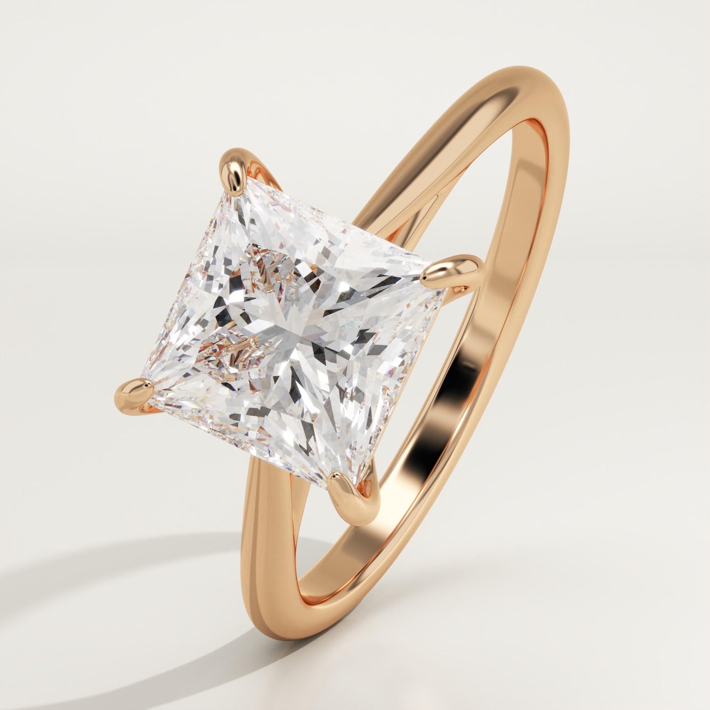 Princess Cut Solitaire Cathedral Lab-Grown Diamond Engagement Ring