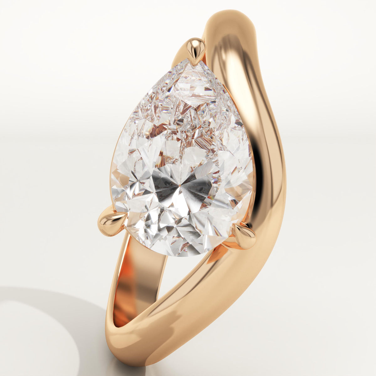Pear Cut Curved Lab-Grown Diamond Engagement Ring