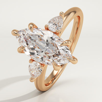 Marquise Cut Three Stone Lab-Grown Diamond Engagement Ring