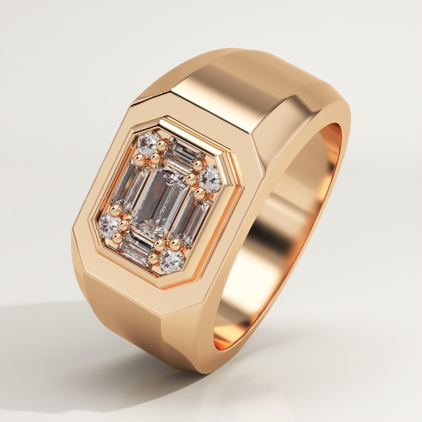 0.46 TCW Round & Baguette Lab-Grown Diamond Multi Stone Wedding Band For Men