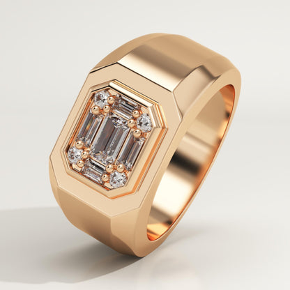 0.46 TCW Round & Baguette Lab-Grown Diamond Multi Stone Wedding Band For Men