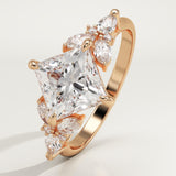 2.0 CT Princess Cut Cluster Lab-Grown Diamond Engagement Ring