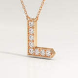 0.24 TCW Round Lab-Grown Diamond L Initial Necklace